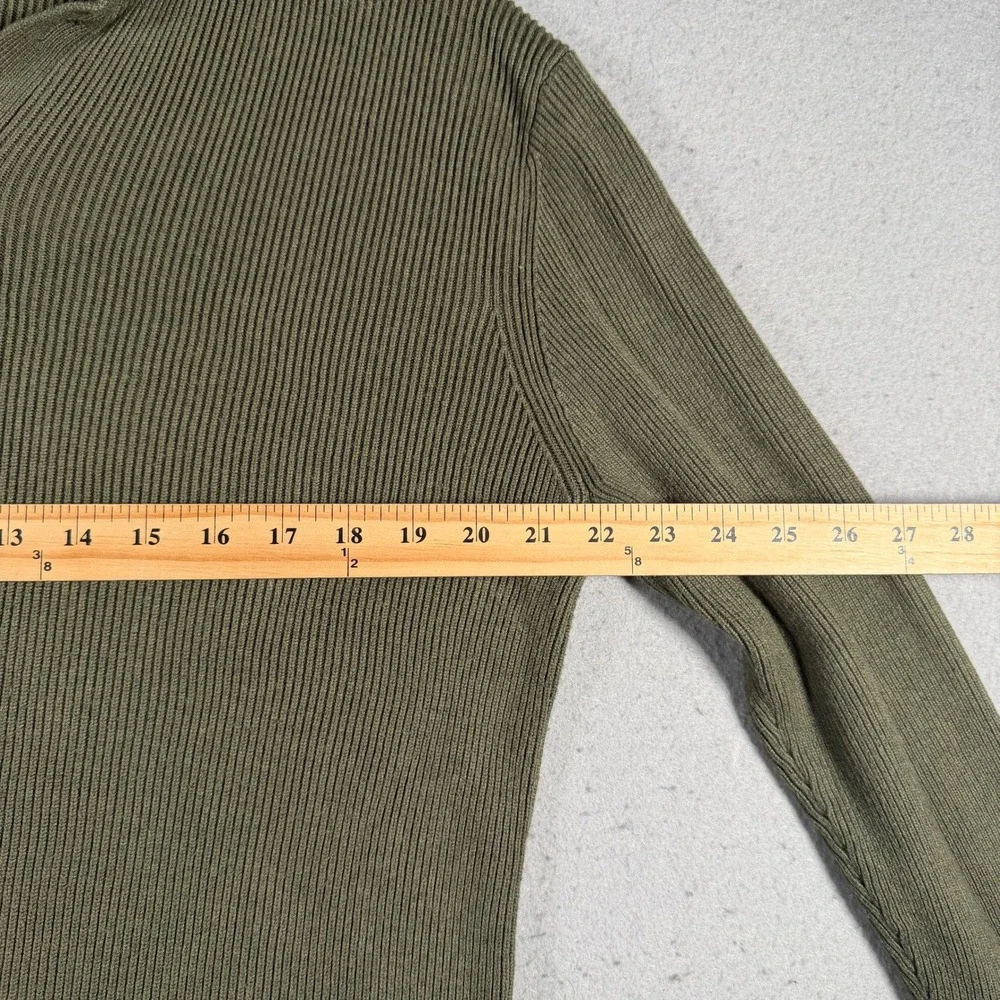 Mizzen+Main Men Olive Green Ribbed‎ Mock Neck Button Up Sweater XL Comfort